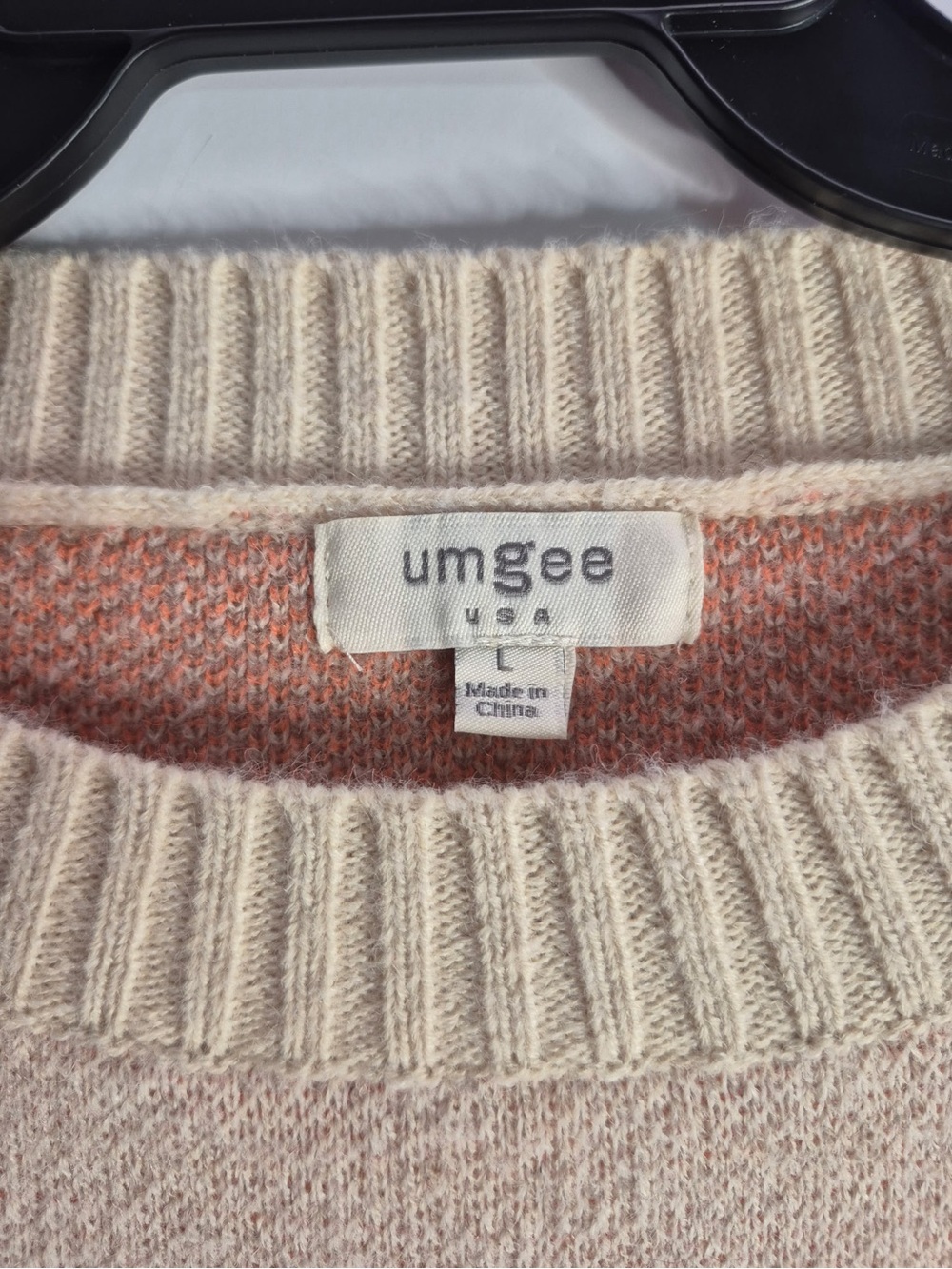 Umgee Cream Crewneck Sweater with Orange, Yellow & Taupe Floral Motif - Picture 4 of 5